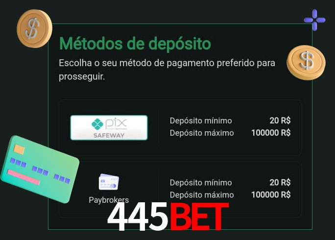 O cassino 445Bet oferece uma grande variedade de métodos de pagamento